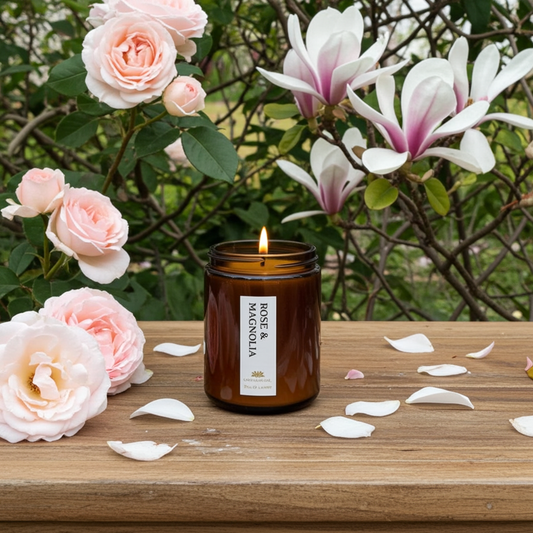 Rose & Magnolia Scented Candle - Scented Candles - Charm Natural