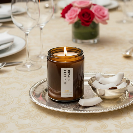 Rose & Coconut Scented Candle - Scented Candles - Charm Natural