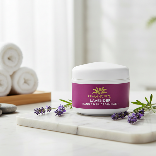 Organic Lavender Hand & Nail Cream Balm - Deep Moisturizing Treatment - Body and Hair - Charm Natural