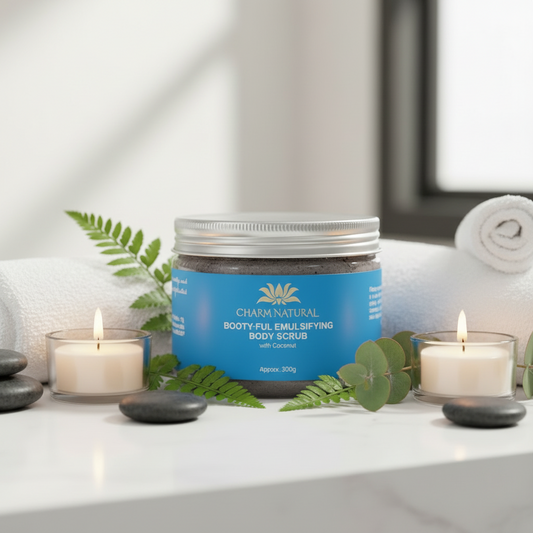 Booty-Ful Emulsifying Body Scrub - Exfoliating Sugar Scrub - Body and Hair - Charm Natural