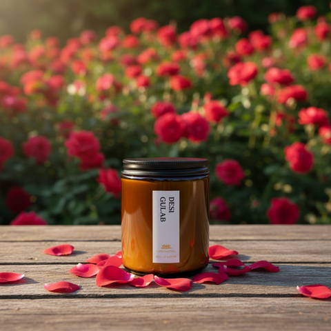 Desi Gulab Scented Candle - Scented Candles - Charm Natural