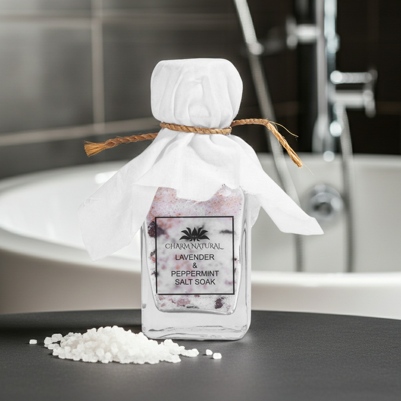 Lavender & Peppermint Bath Salts - Relaxing Spa Soak | Charm Natural