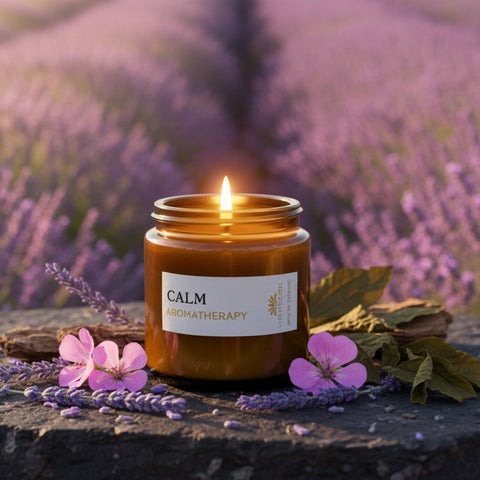 CALM - Aromatherapy Candle - Lavender | Cedarwood | Geranium | Patchouli - Scented Candles - Charm Natural