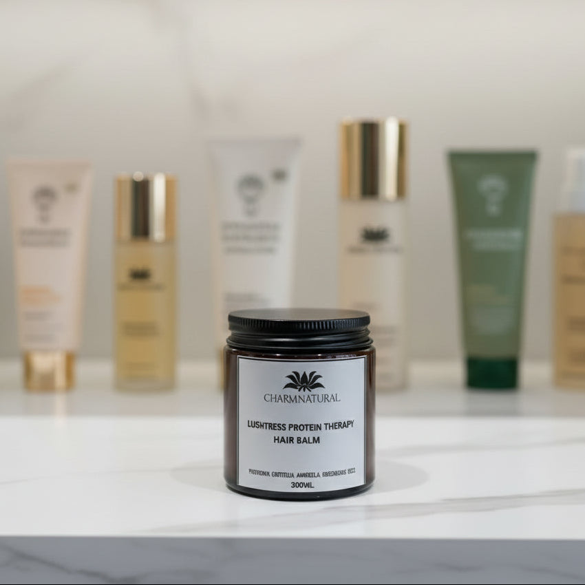 Lushtress Protein Therapy Hair Balm - Deep Conditioning Treatment - Body and Hair - Charm Natural