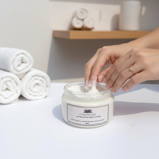 Lushtress Protein Therapy Hair Mask - Intensive Deep Conditioning Treatment - Body and Hair - Charm Natural
