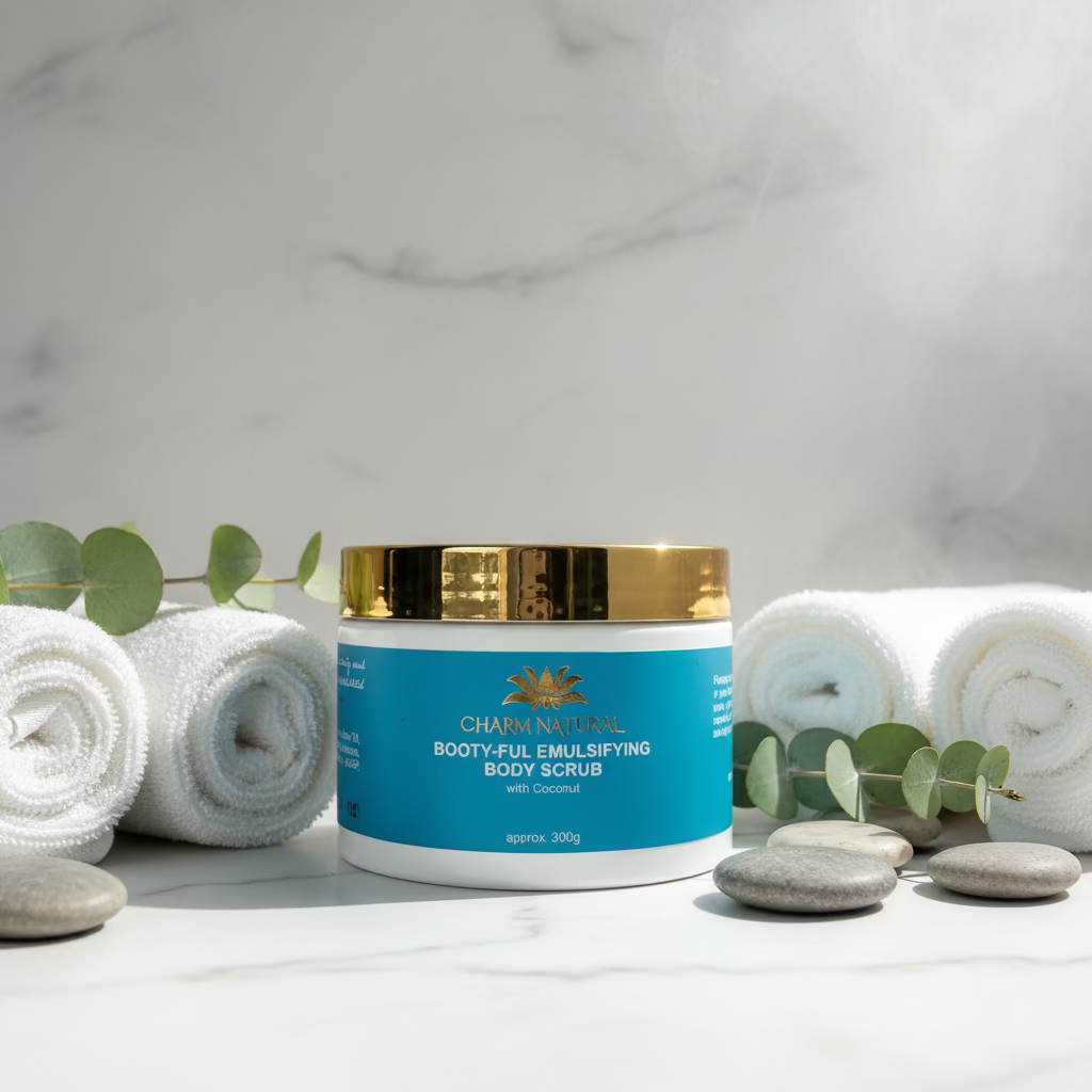 Booty-Ful Emulsifying Body Scrub - Exfoliating Sugar Scrub - Body and Hair - Charm Natural