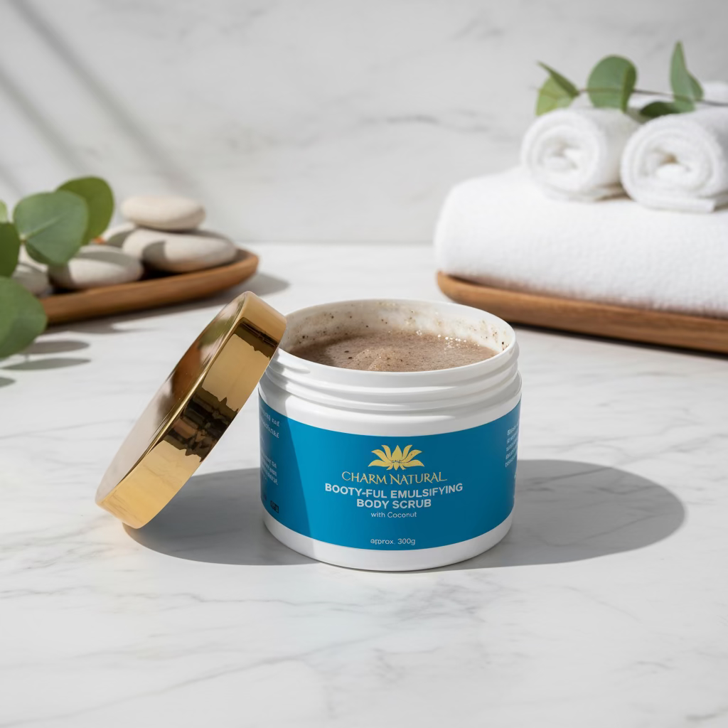 Booty-Ful Emulsifying Body Scrub - Exfoliating Sugar Scrub - Body and Hair - Charm Natural