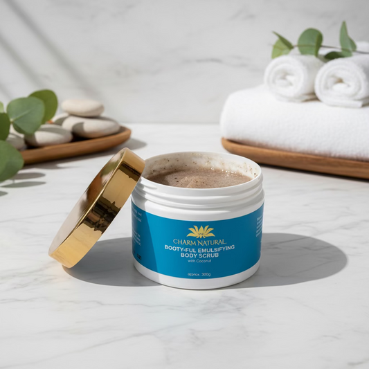 Booty-Ful Emulsifying Body Scrub - Exfoliating Sugar Scrub - Body and Hair - Charm Natural
