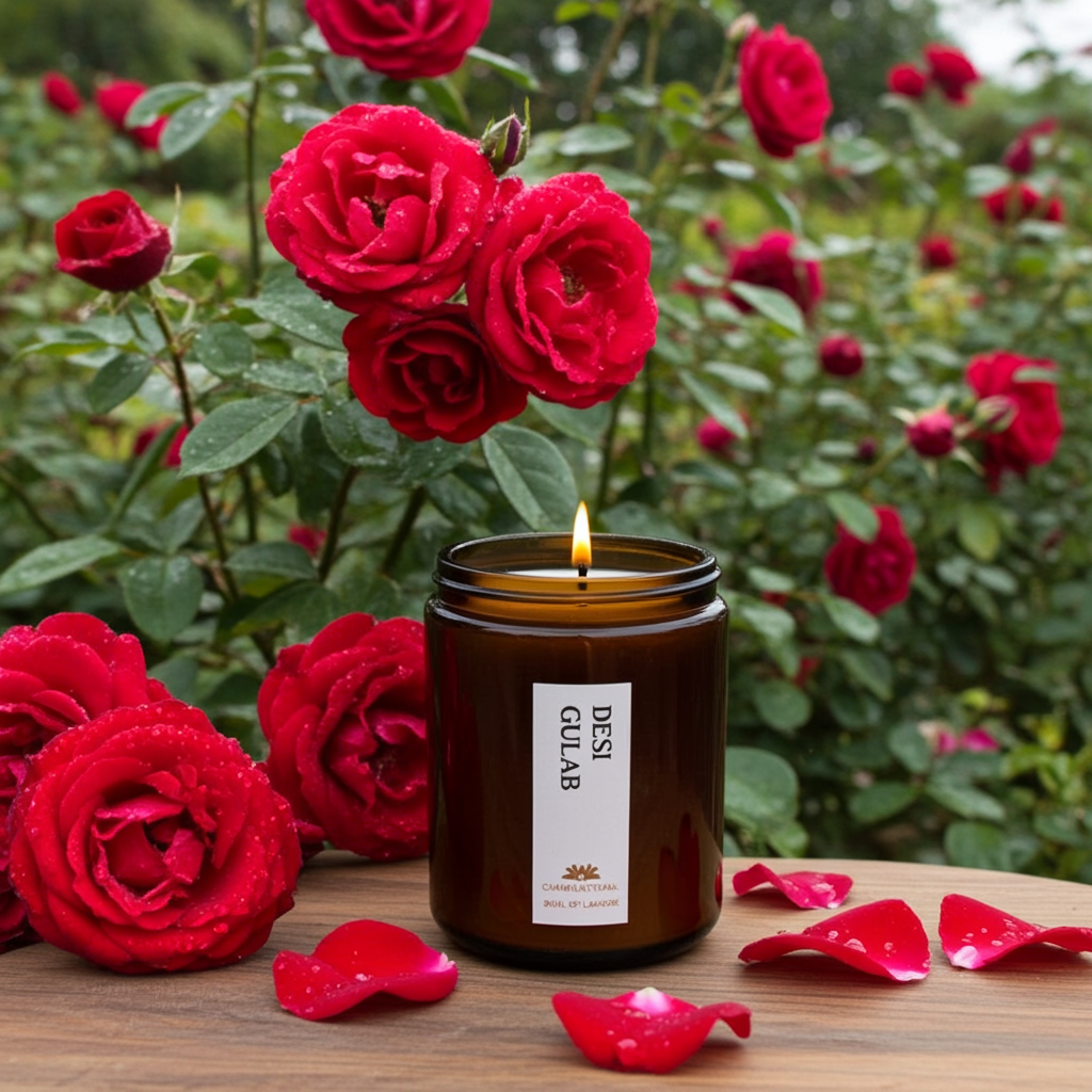 Desi Gulab Scented Candle - Scented Candles - Charm Natural