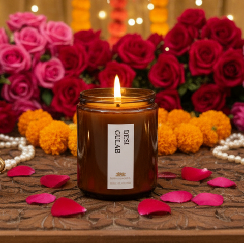 Desi Gulab Scented Candle - Scented Candles - Charm Natural