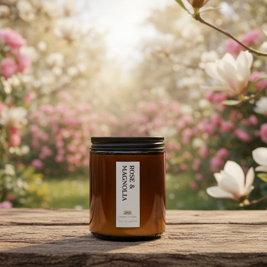 Rose & Magnolia Scented Candle - Scented Candles - Charm Natural
