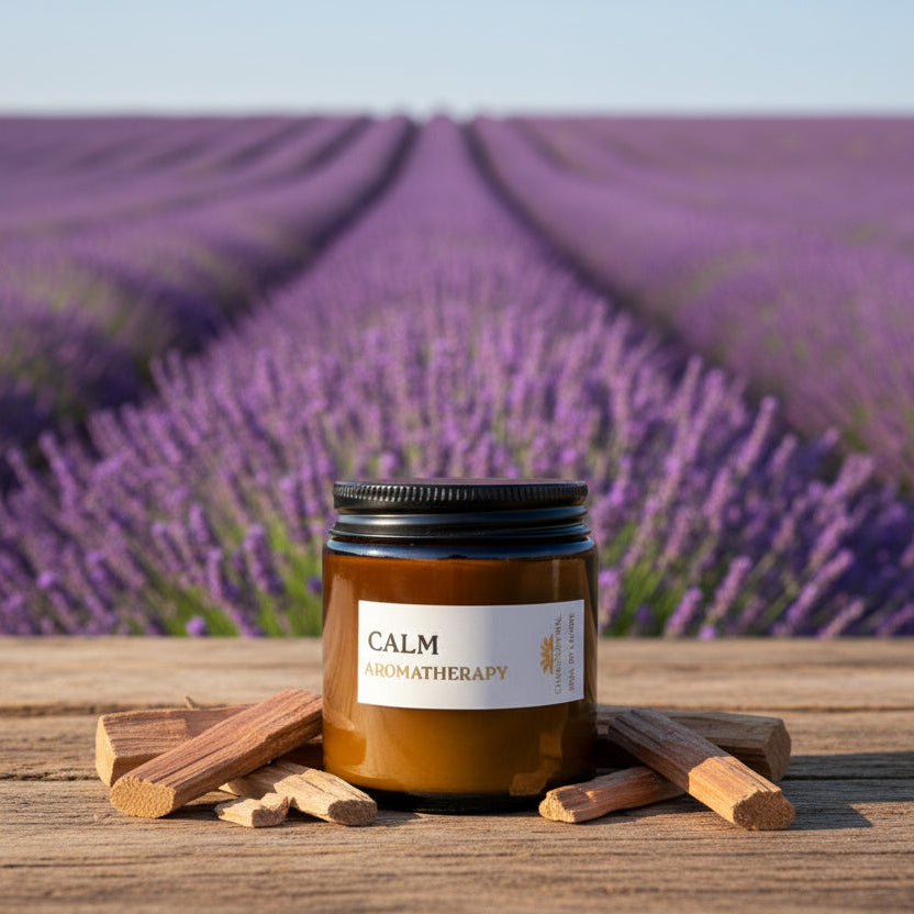 CALM - Aromatherapy Candle - Lavender | Cedarwood | Geranium | Patchouli - Scented Candles - Charm Natural
