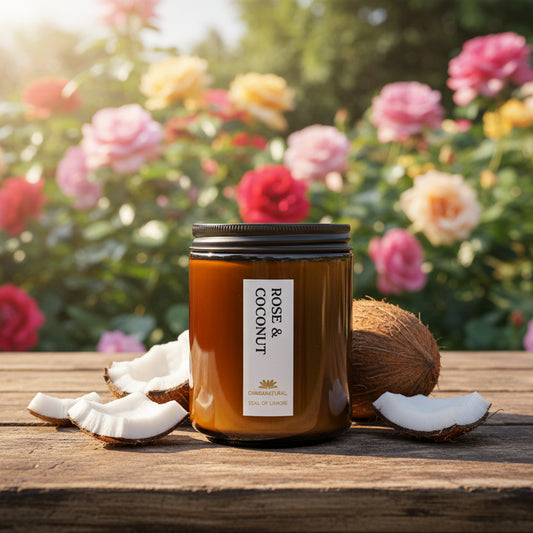 Rose & Coconut Scented Candle - Scented Candles - Charm Natural