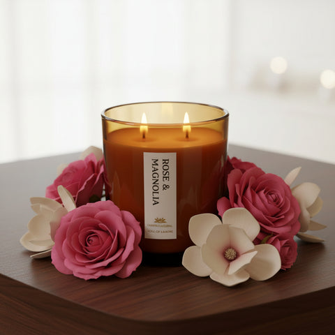 Rose & Magnolia Scented Candle - Scented Candles - Charm Natural