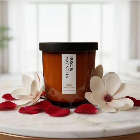 Rose & Magnolia Scented Candle - Scented Candles - Charm Natural