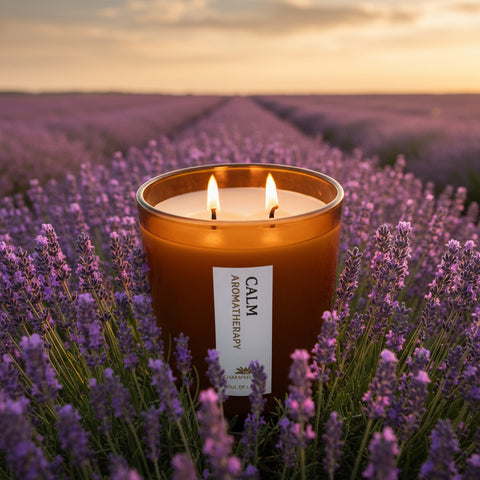CALM - Aromatherapy Candle - Lavender | Cedarwood | Geranium | Patchouli - Scented Candles - Charm Natural