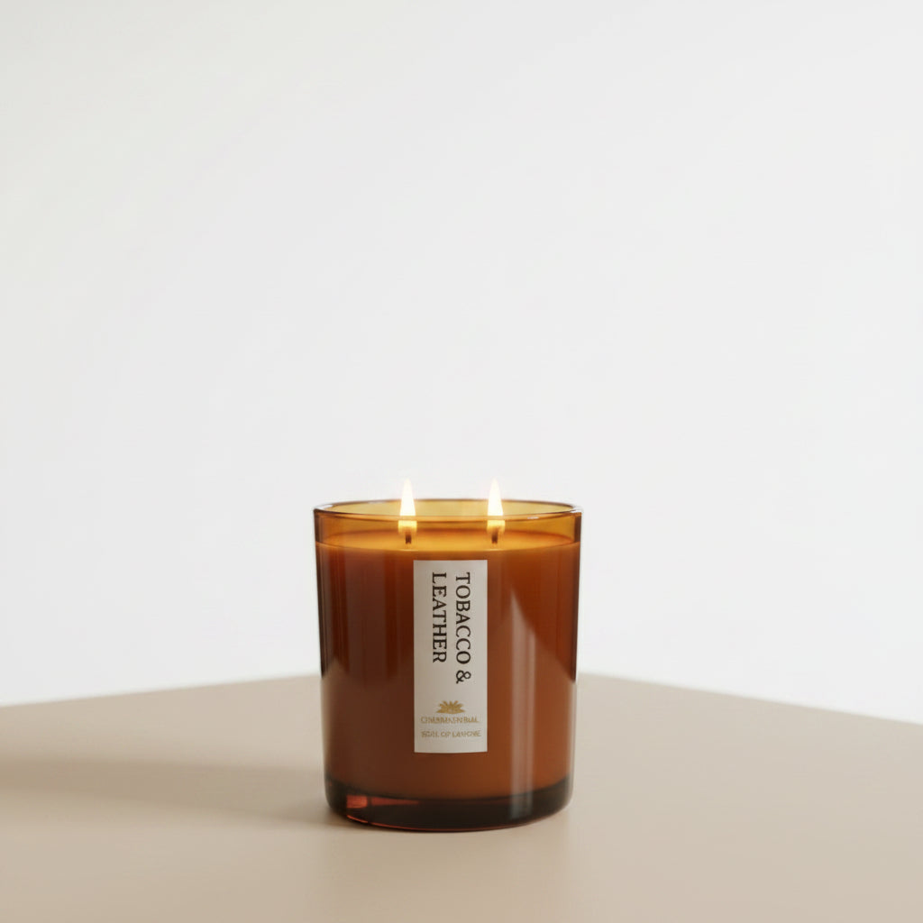 Tobacco, Leather, Oud Scented Candle - Scented Candles - Charm Natural