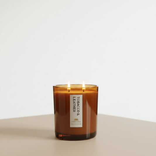 Tobacco, Leather, Oud Scented Candle - Scented Candles - Charm Natural