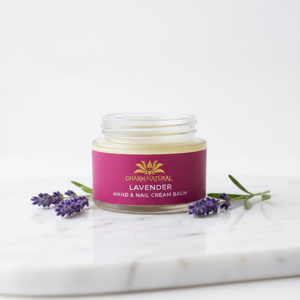 Organic Lavender Hand & Nail Cream Balm - Deep Moisturizing Treatment - Body and Hair - Charm Natural