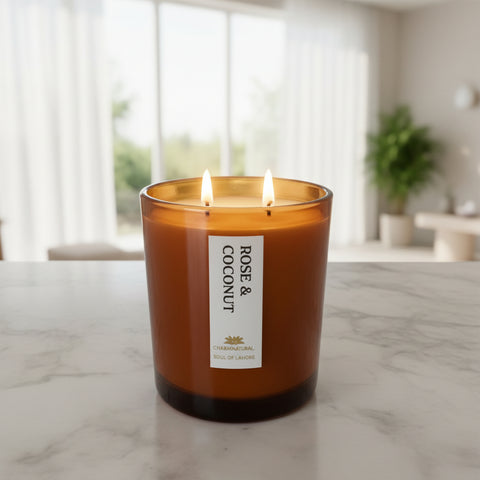 Rose & Coconut Scented Candle - Scented Candles - Charm Natural