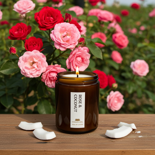 Rose & Coconut Scented Candle - Scented Candles - Charm Natural